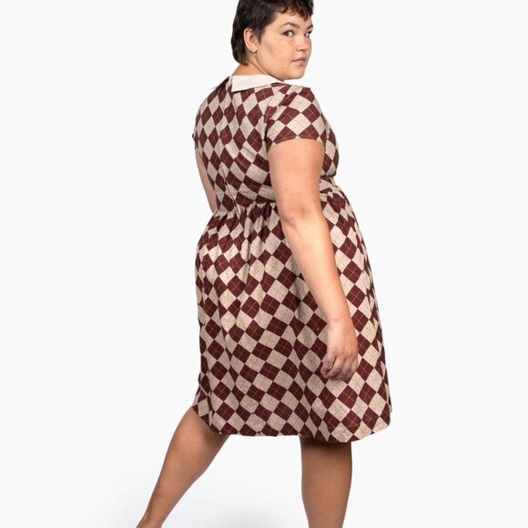 Tuesday of California/Tuesday Bassen Dagger Dress - Saltine Argyle 1X - Picture 1 of 5
